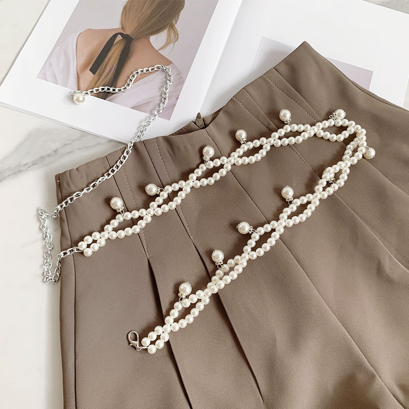 Lanț de talie cu perle pentru femei, cerc unic, lățime 2 cm, stil universal