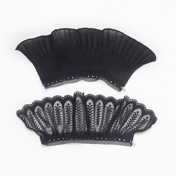 Csipkés, kétszintes hamis ujj, hímzett poliészter-gyapot anyagú kiegészítő