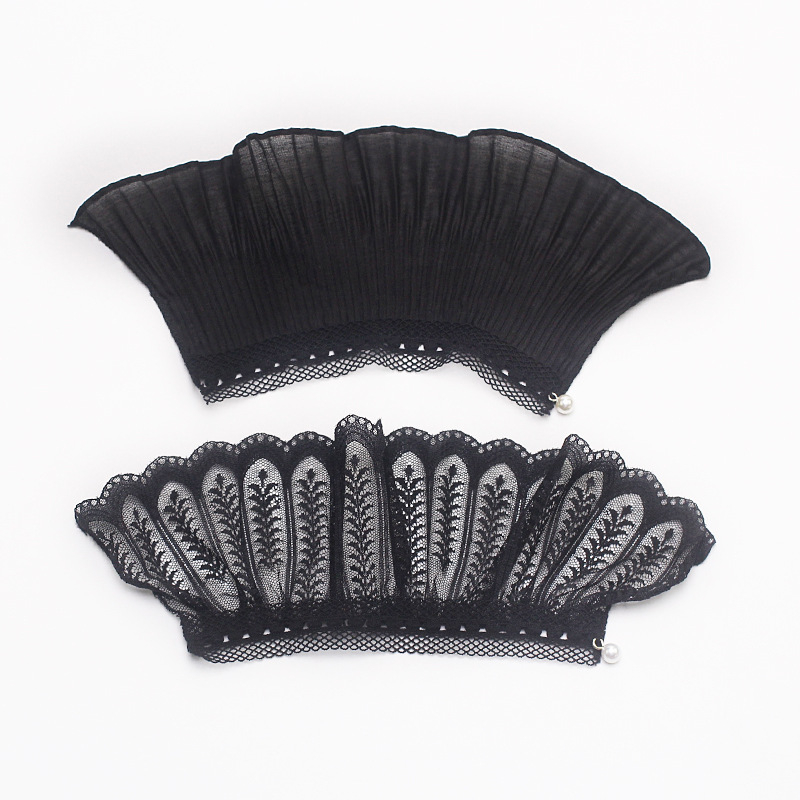 Csipkés, kétszintes hamis ujj, hímzett poliészter-gyapot anyagú kiegészítő