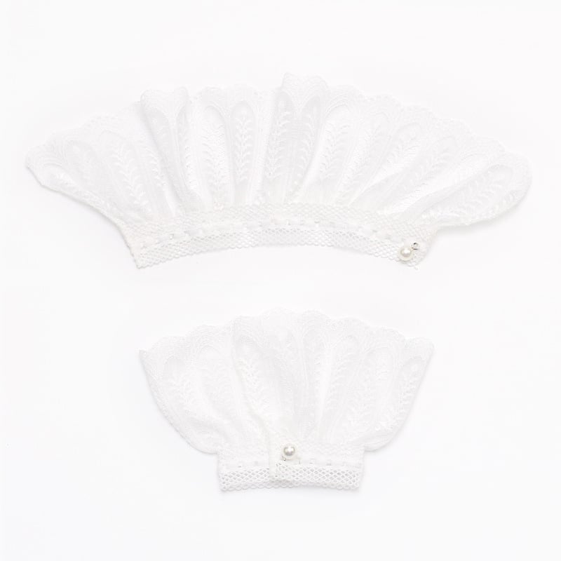 Csipkés, kétszintes hamis ujj, hímzett poliészter-gyapot anyagú kiegészítő