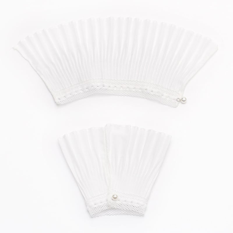 Csipkés, kétszintes hamis ujj, hímzett poliészter-gyapot anyagú kiegészítő