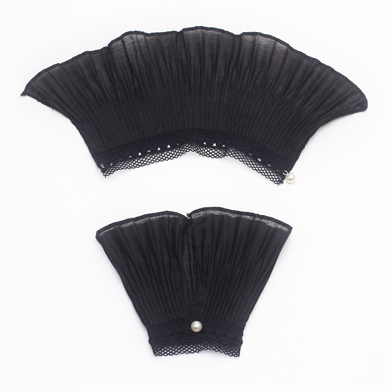 Csipkés, kétszintes hamis ujj, hímzett poliészter-gyapot anyagú kiegészítő