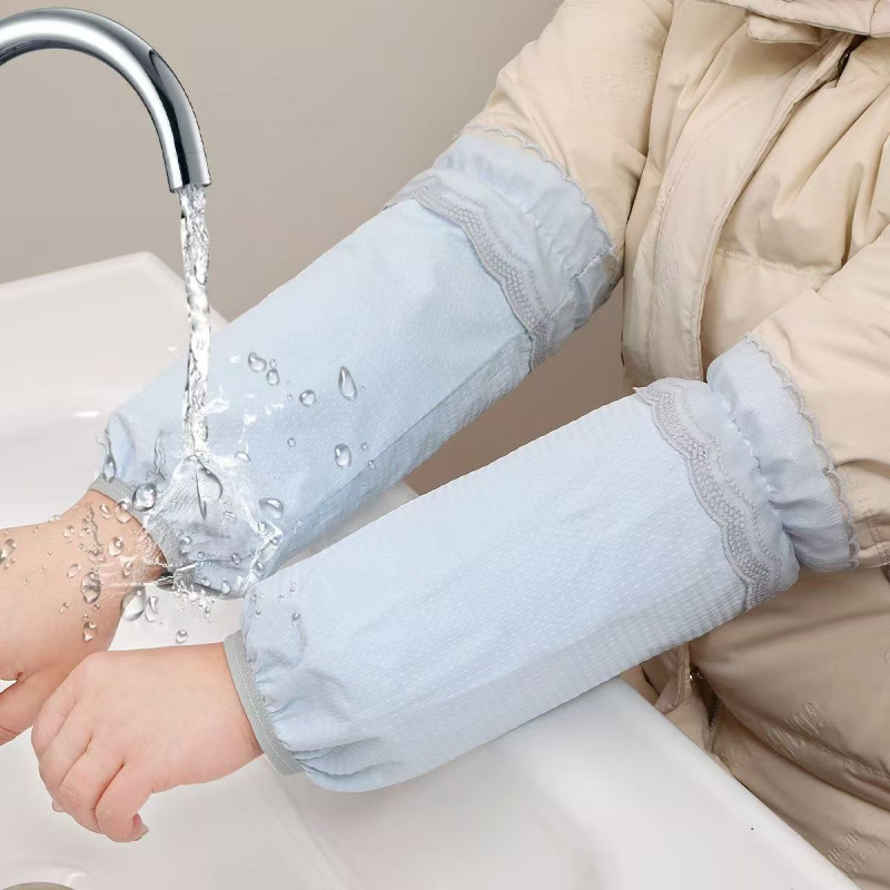 Manșete impermeabile pentru bucătărie, stil coreean pentru femei, lungi, imprimeu floral tie-dye, rezistente la pete și ulei