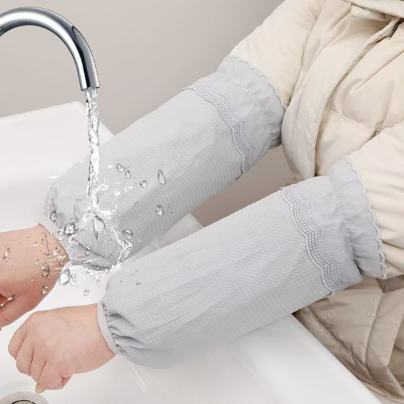 Manșete impermeabile pentru bucătărie, stil coreean pentru femei, lungi, imprimeu floral tie-dye, rezistente la pete și ulei