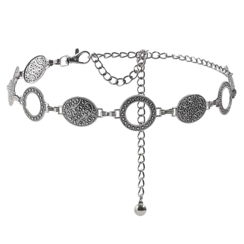 Női fém deréklánc gravírozott retro mintával, etnikus stílus, minden évszakhoz, testre szabható