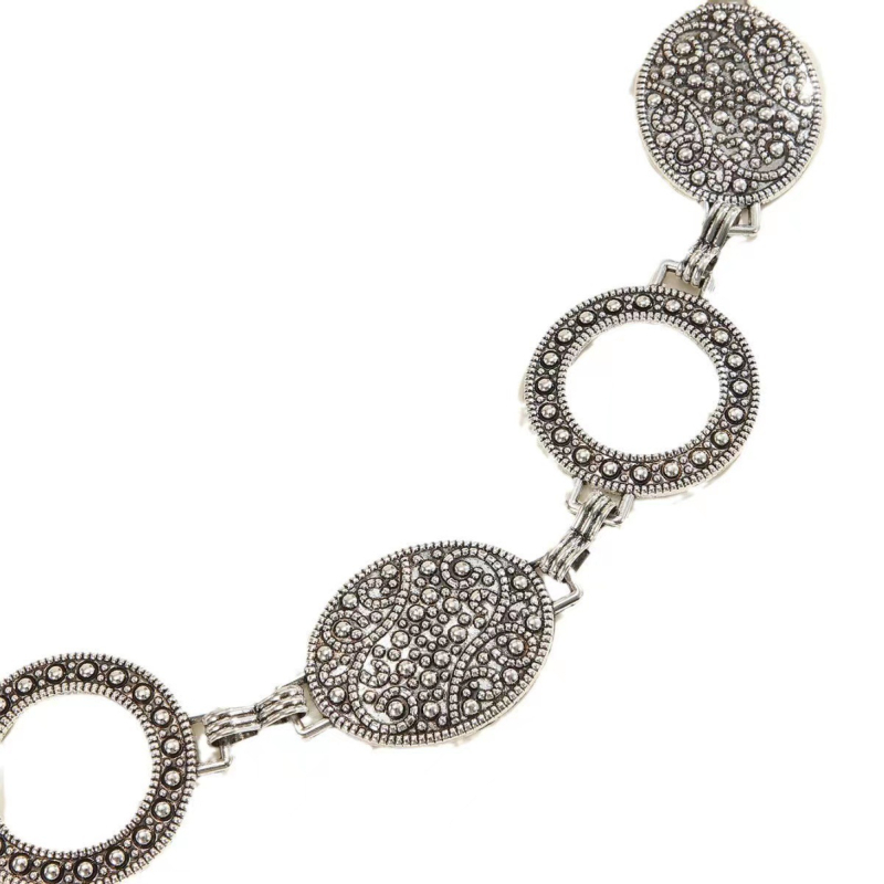 Női fém deréklánc gravírozott retro mintával, etnikus stílus, minden évszakhoz, testre szabható