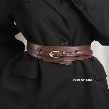 Centură de talie pentru femei din piele sintetică, cataramă din aliaj cu pin, lățime 2-4 cm, design elegant, minimalist și versatil