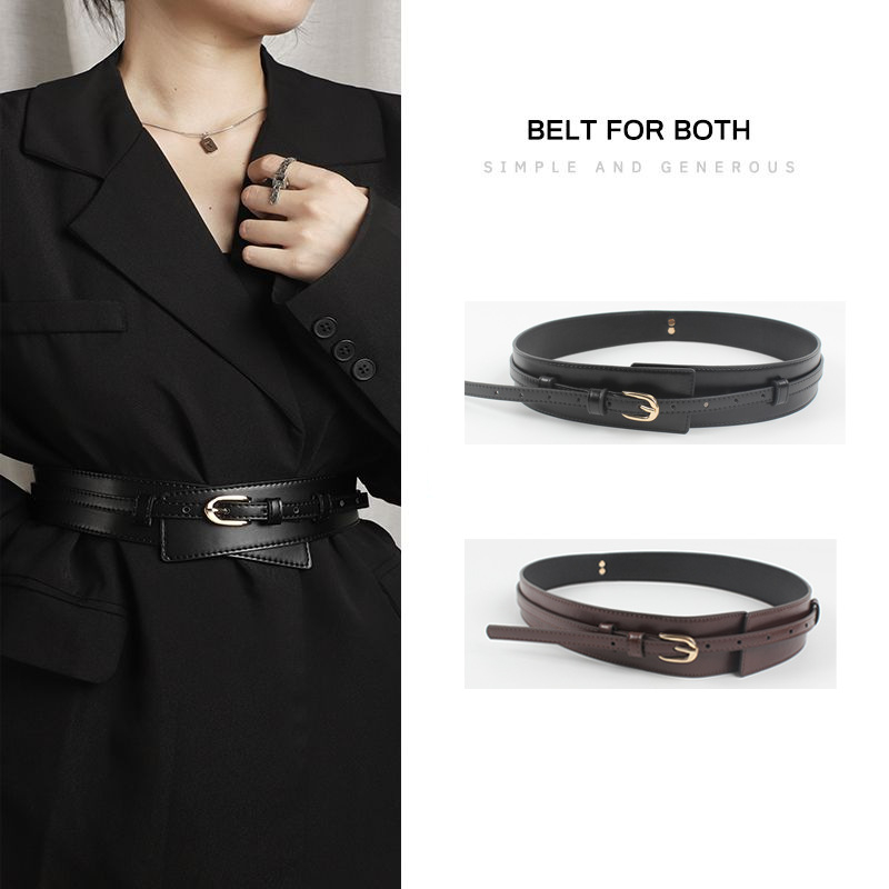 Centură de talie pentru femei din piele sintetică, cataramă din aliaj cu pin, lățime 2-4 cm, design elegant, minimalist și versatil