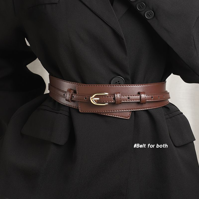 Centură de talie pentru femei din piele sintetică, cataramă din aliaj cu pin, lățime 2-4 cm, design elegant, minimalist și versatil