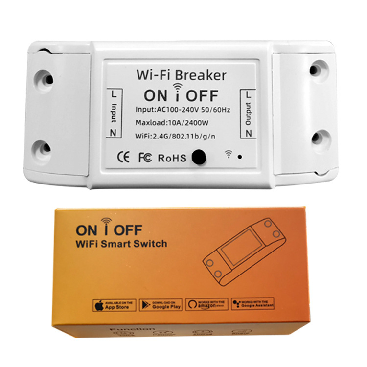 WiFi Smart Switch Retrofit Module με έλεγχο μέσω εφαρμογής και φωνής, 100-240V AC, 10A, πάνελ PC πυράντοχο, φύλλο χαλκού φώσφορο μπρονζέ