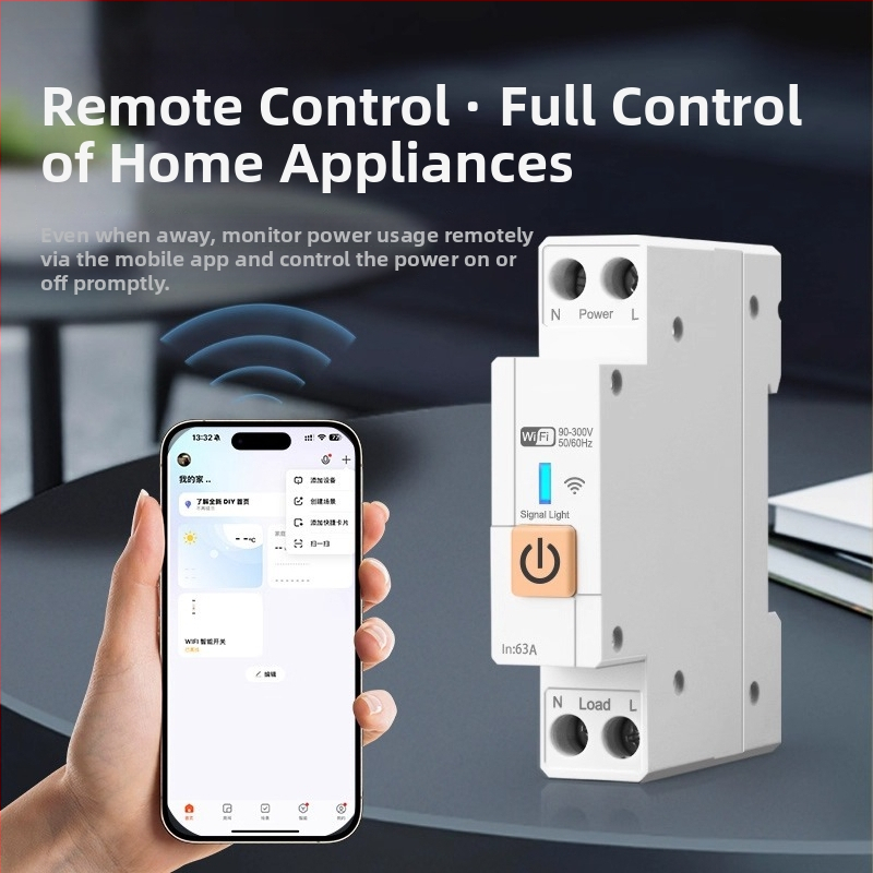 WiFi riadiaci prepínač s diaľkovým bezdrôtovým ovládaním, montážna vzdialenosť 118×72 mm, ABS panel, napätie AC220-240V, prúd 5A