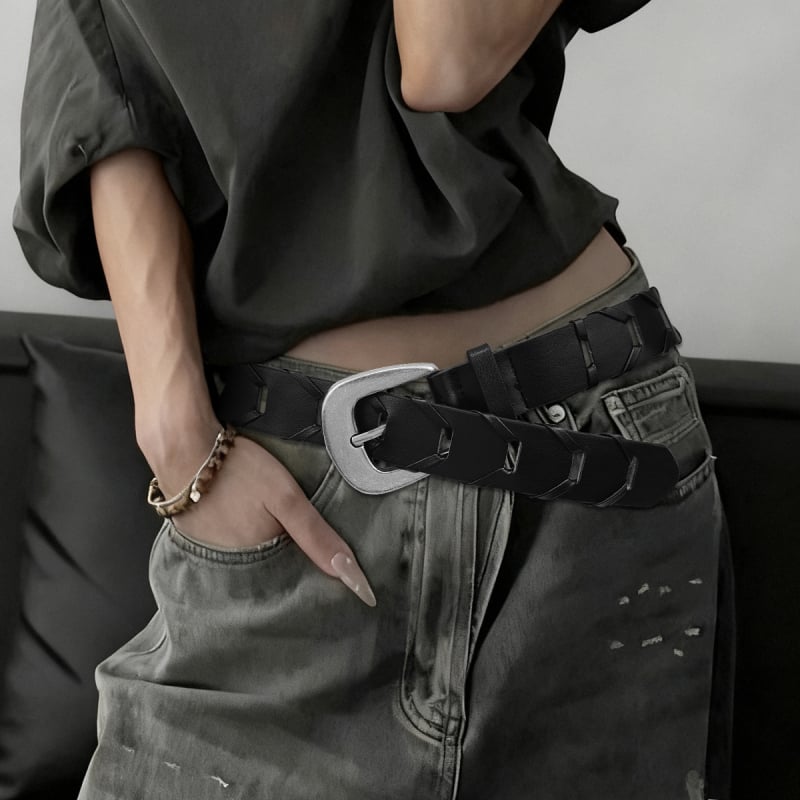 PU öv ötvözet csattal, tűs csat, üreges dizájn, sokoldalú stílus