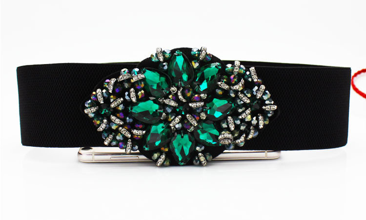 Pojas za struk s kristalima i elastikom – elegantan dekorativni dodatak za odrasle žene; materijal: drugi; pogodan za proljeće, ljeto, jesen i zimu.