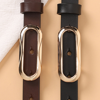 Női vékony bőröv, első osztályú marhahúrból, ötvözetes csattal, sima záródás, minimalist stílus