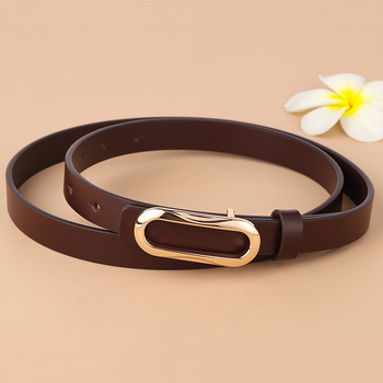 Női vékony bőröv, első osztályú marhahúrból, ötvözetes csattal, sima záródás, minimalist stílus