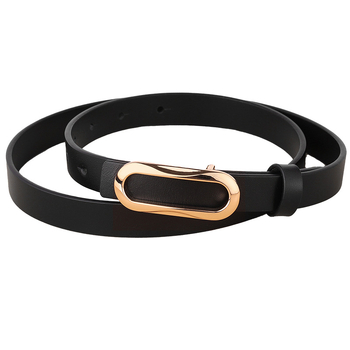 Női vékony bőröv, első osztályú marhahúrból, ötvözetes csattal, sima záródás, minimalist stílus