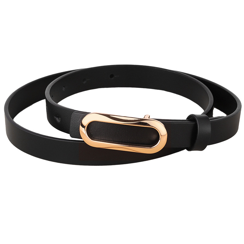 Női vékony bőröv, első osztályú marhahúrból, ötvözetes csattal, sima záródás, minimalist stílus