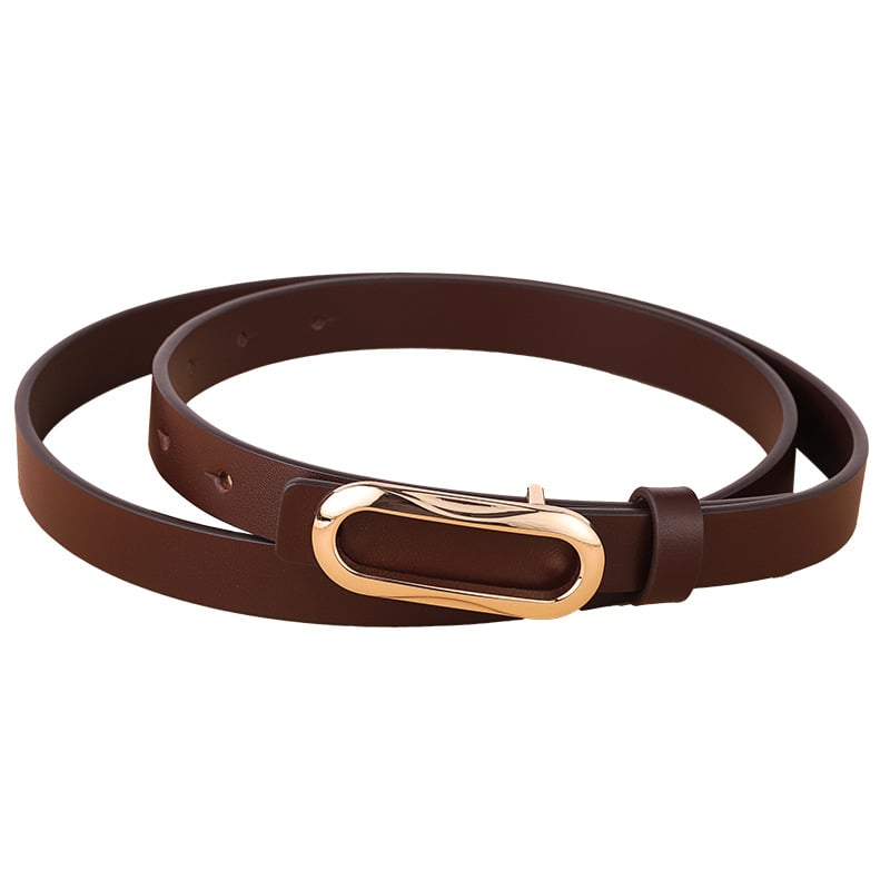 Női vékony bőröv, első osztályú marhahúrból, ötvözetes csattal, sima záródás, minimalist stílus