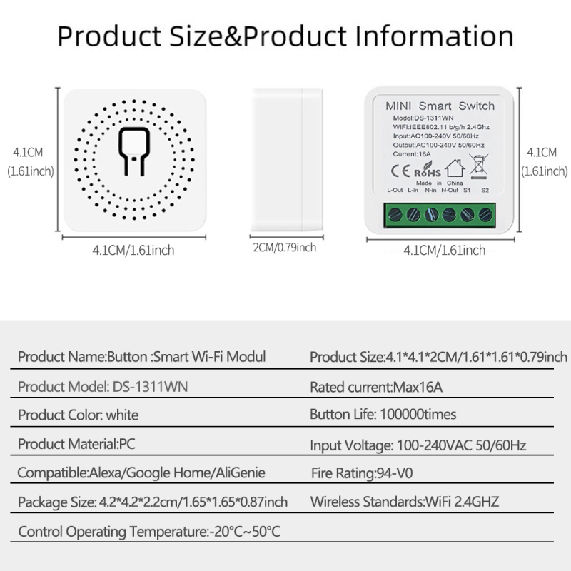 Skriveni mini Wi-Fi pametni prekidač za uključivanje/isključivanje