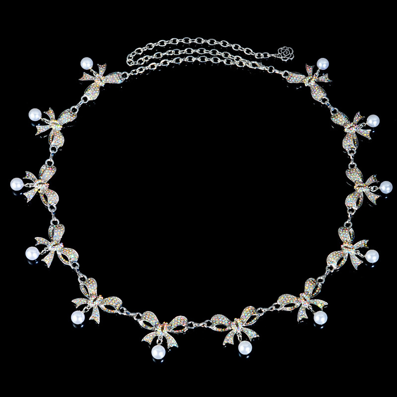 Lanț de talie pentru belly dance, din metal, cu cristale, finisaj lucios, stil versatil, cu o singură buclă în talie