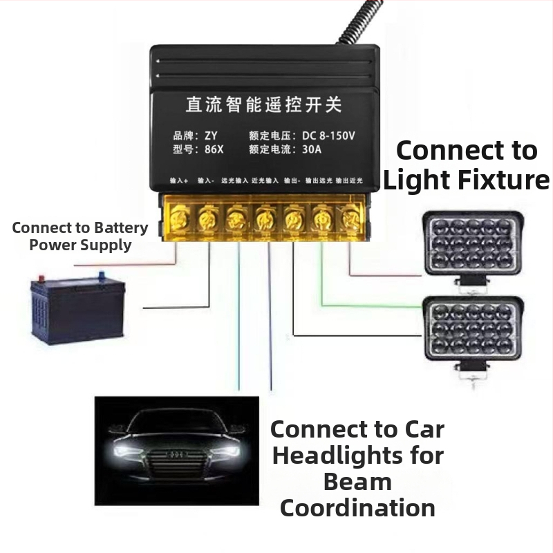 Daljinski upravljač za automobilsku rasvjetu, verzija s napajanjem 8–150V, bežični upravljač, pogodan za različite modifikacije rasvjetе vozila, radna temperatura -20°C do 50°C