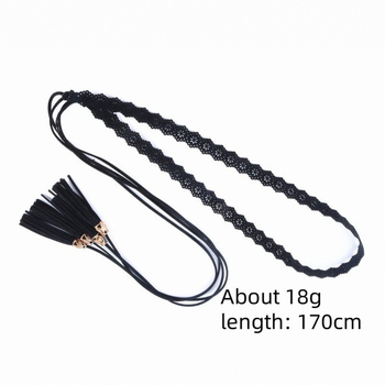 Pojas za struk s resicama i čvorom, tkanina, kopča čvora, uska širina <2 cm, svestrani modni pojas