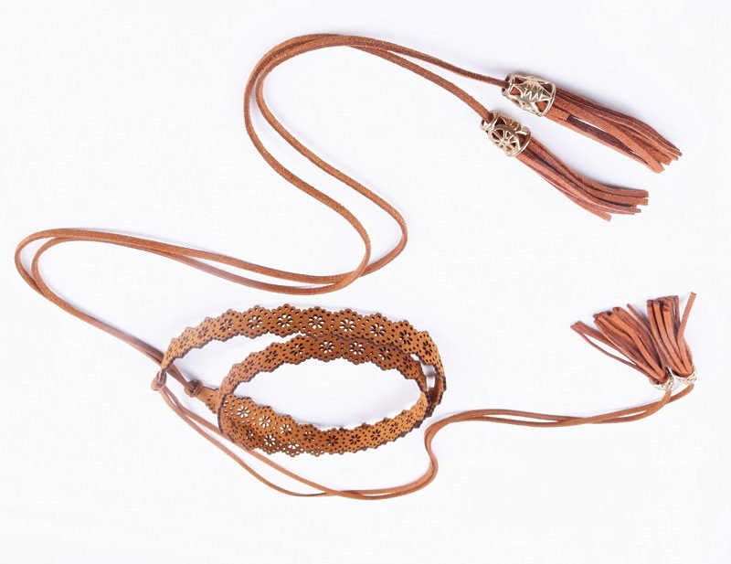 Pojas za struk s resicama i čvorom, tkanina, kopča čvora, uska širina <2 cm, svestrani modni pojas