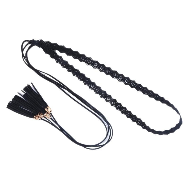 Pojas za struk s resicama i čvorom, tkanina, kopča čvora, uska širina <2 cm, svestrani modni pojas