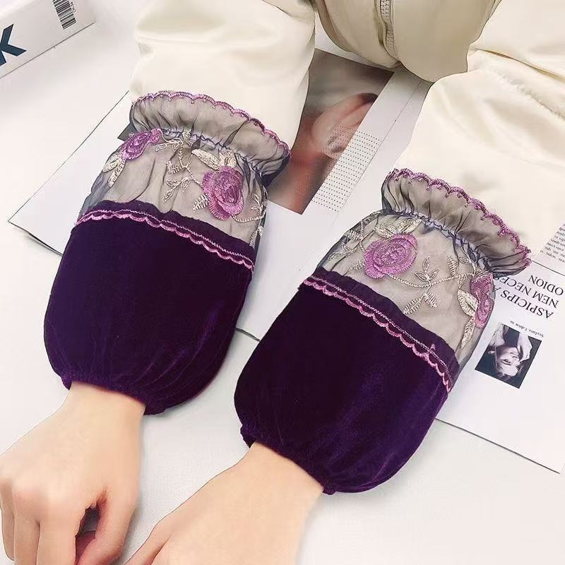 Set velvet rukava s florálnim uzorkom, otporan na mrlje, izvezen, za odrasle