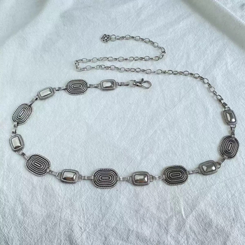 Metalni kaiš za struk za žene, etnički stil, dužina 115 cm, širina 2,8 cm, sladak i cool stil, proljeće 2025