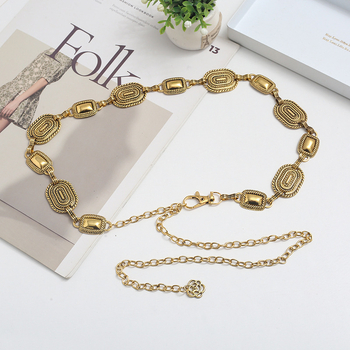 Metalni kaiš za struk za žene, etnički stil, dužina 115 cm, širina 2,8 cm, sladak i cool stil, proljeće 2025