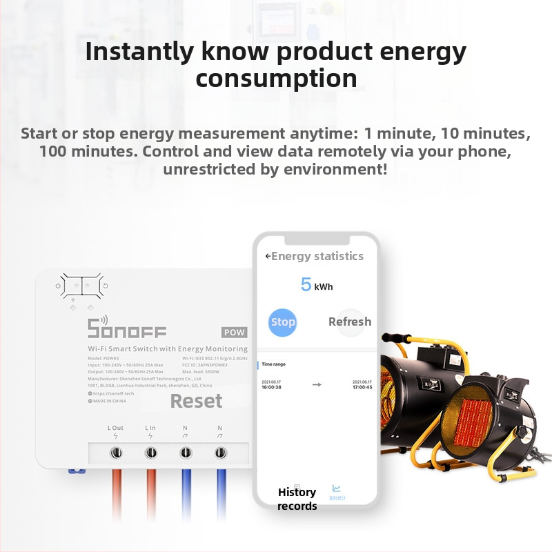 SONOFF POW R3 bežični prekidač napajanja – 100–240V AC, 50/60 Hz, do 5 kW, neograničen domet daljinskog upravljanja