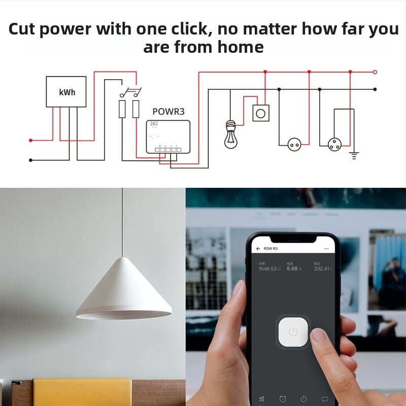 SONOFF POW R3 bežični prekidač napajanja – 100–240V AC, 50/60 Hz, do 5 kW, neograničen domet daljinskog upravljanja
