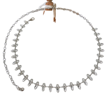 Lanac za struk s kristalima - metalni lanac, etnički stil, duljina 120 cm, proljeće 2024