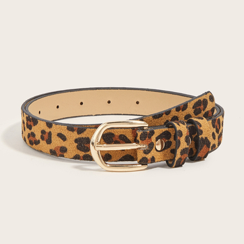 Leopard uzorak, tanak ženski kaiš, PU koža, kopča od legure s iglom, vintage stil, obrada koža-plast