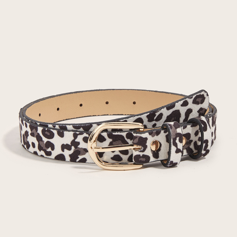 Leopard uzorak, tanak ženski kaiš, PU koža, kopča od legure s iglom, vintage stil, obrada koža-plast