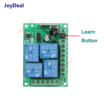 4-kanalni bežični daljinski prekidač za upravljanje garažnim vratima, roletama i motorima, DC12V, 433 MHz