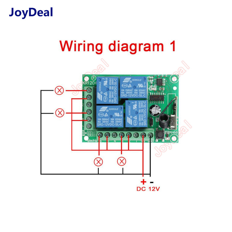 4-kanalni bežični daljinski prekidač za upravljanje garažnim vratima, roletama i motorima, DC12V, 433 MHz