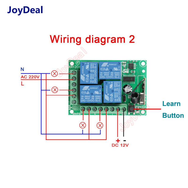 4-kanalni bežični daljinski prekidač za upravljanje garažnim vratima, roletama i motorima, DC12V, 433 MHz