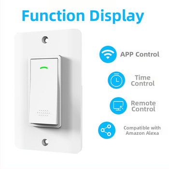 Έξυπνος WiFi διακόπτης US πρότυπο, 120 πλήκτρα, έκδοση με ουδέτερο αγωγό και γείωση, απόσταση εγκατάστασης 83.5 mm, PC πάνελ, FCC/ROHS
