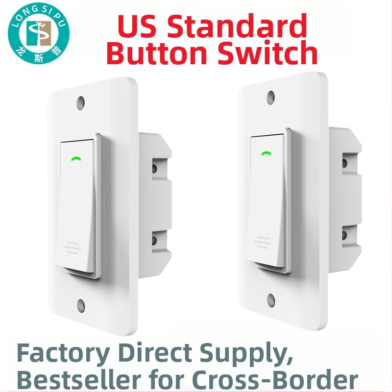 Έξυπνος WiFi διακόπτης US πρότυπο, 120 πλήκτρα, έκδοση με ουδέτερο αγωγό και γείωση, απόσταση εγκατάστασης 83.5 mm, PC πάνελ, FCC/ROHS