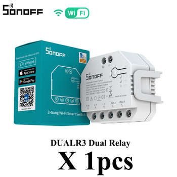 Sonoff DualR3 Yiweilian WiFi Έξυπνος Διακόπτης, διπλό ρελέ, 100–240V AC, 10A, απόσταση οπών εγκατάστασης 10 mm, φλογοαπωθητικό PC περίβλημα, χαλκού φύλλο