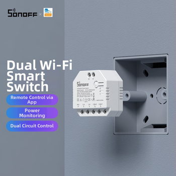 Sonoff DualR3 Yiweilian WiFi inteligentný spínač, dvojité relé, 100–240 V AC, 10 A, vzdialenosť montážnych otvorov 10 mm, plášť z ohňovzdorného PC, meďová doska