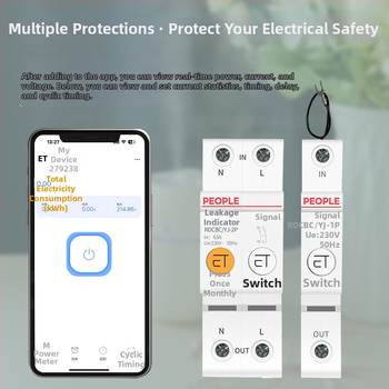 Inteligentný istič s WiFi, diaľkové ovládanie cez mobilný telefón a časovačom, 220V AC, 63A, nastaviteľný až 15000W