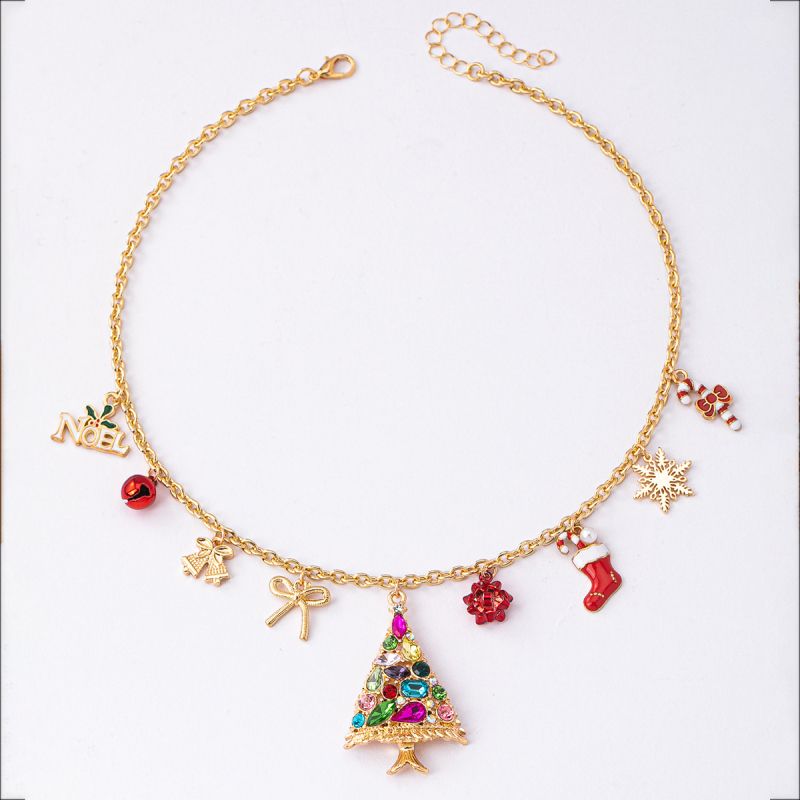 Metalni lanac s privjeskom od cinkovog legura, geometrijski oblik, božićni stil, opseg 41–50 cm