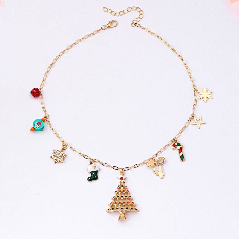 Metalni lanac s privjeskom od cinkovog legura, geometrijski oblik, božićni stil, opseg 41–50 cm