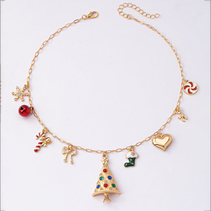 Metalni lanac s privjeskom od cinkovog legura, geometrijski oblik, božićni stil, opseg 41–50 cm