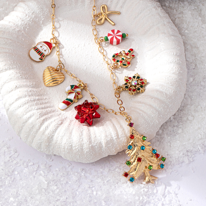 Metalni lanac s privjeskom od cinkovog legura, geometrijski oblik, božićni stil, opseg 41–50 cm