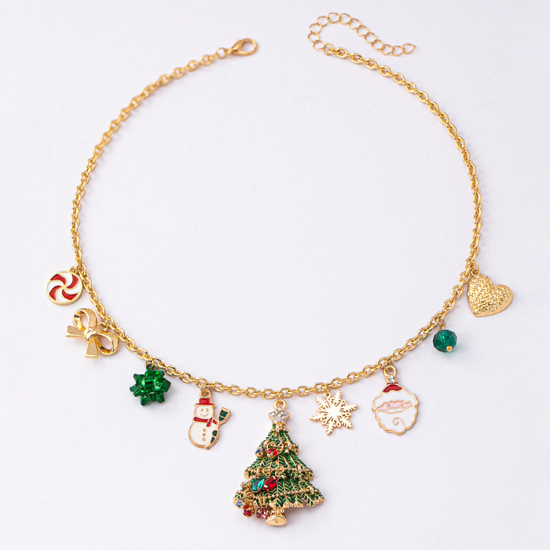 Metalni lanac s privjeskom od cinkovog legura, geometrijski oblik, božićni stil, opseg 41–50 cm