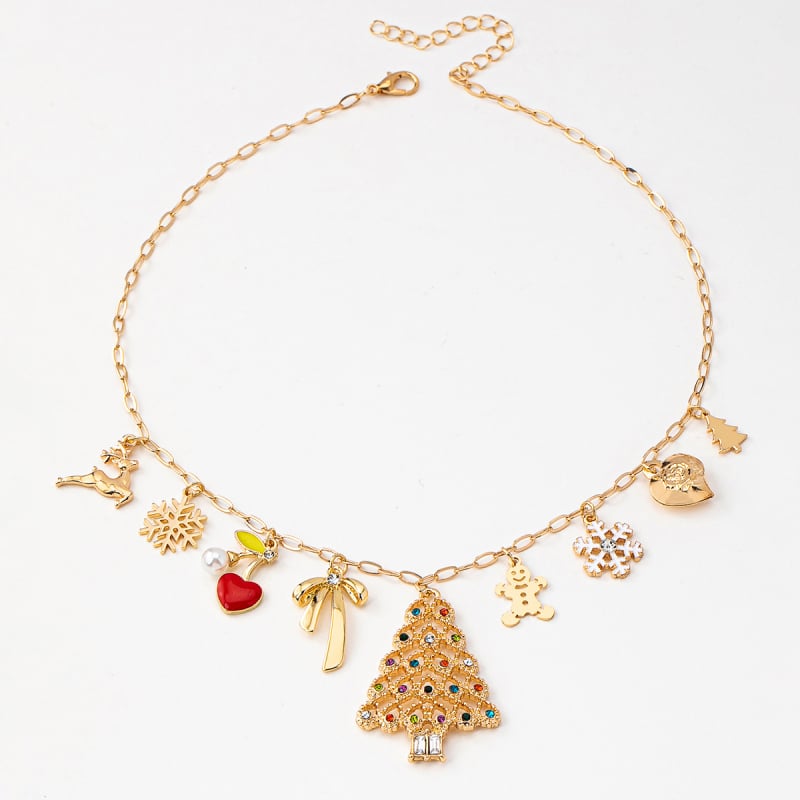 Metalni lanac s privjeskom od cinkovog legura, geometrijski oblik, božićni stil, opseg 41–50 cm